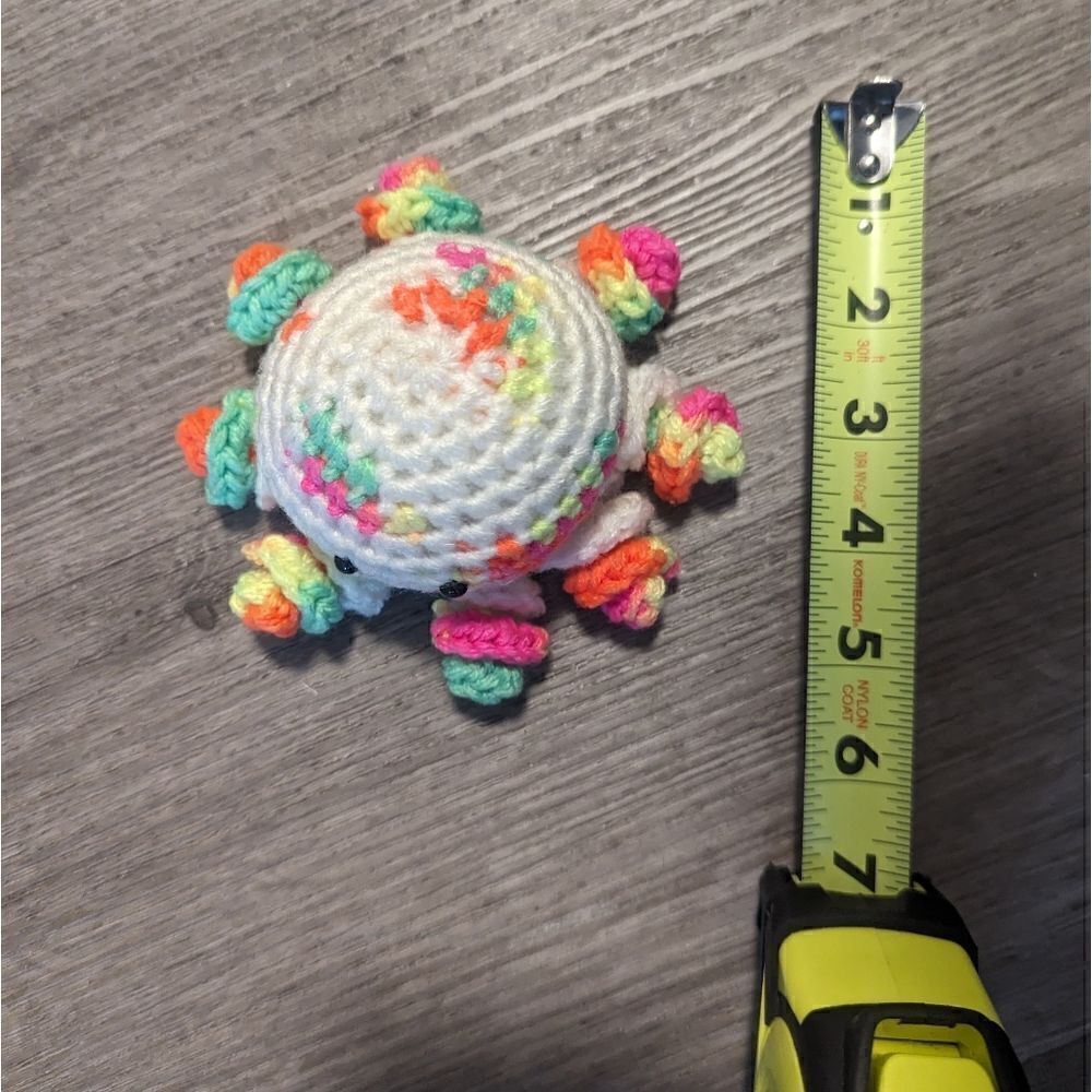 Handmade Crochet Rainbow White Octopus - Picture 3 of 4